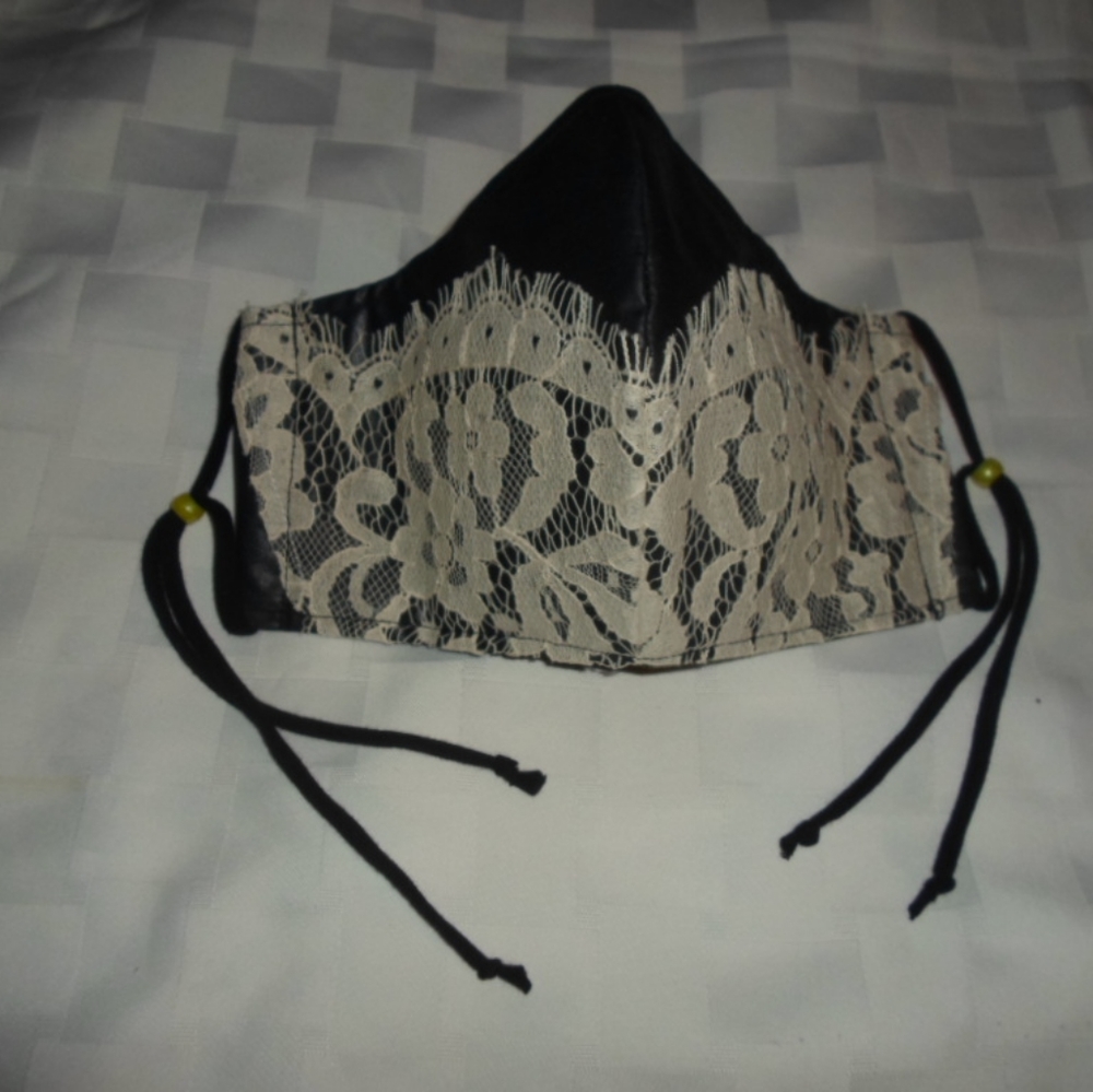 Beautiful black & ecru lace mask